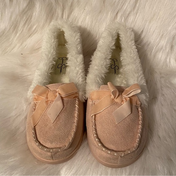 Jessica Simpson Slipper Girls‎ Size 2/3 Large Pink Slip On Fur Lining - Picture 8 of 10